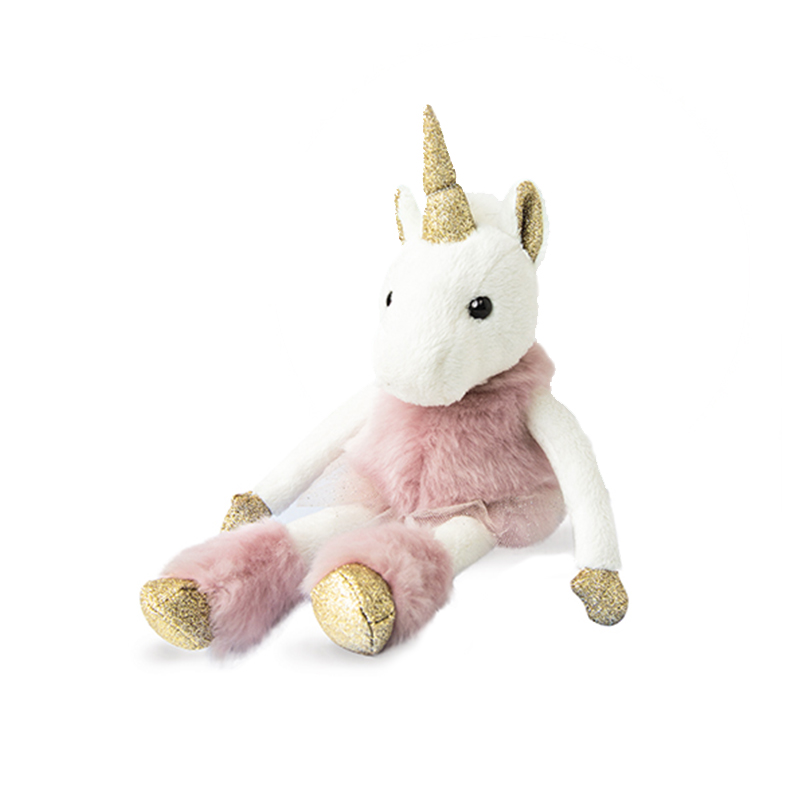 法国DOUDOU进口正版儿童柔软毛绒玩具豆豆独角兽公仔玩偶娃娃礼物粉色独角