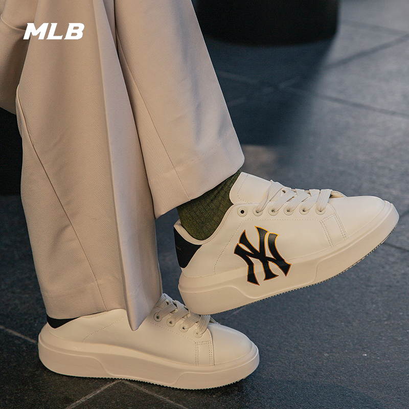 MLB男女休闲复古厚底增高小白鞋运动板鞋轻便情侣秋季 3ASXXA11N-50IVS 纽约洋基队/象牙色-友阿海外购
