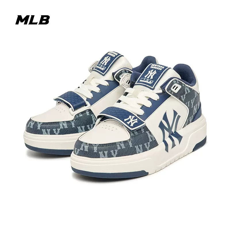 MLB 男女情侣板鞋复古老花中帮学长鞋牛仔色 3ASXCDN3N 纽约洋基队/深海军蓝色-友阿海外购
