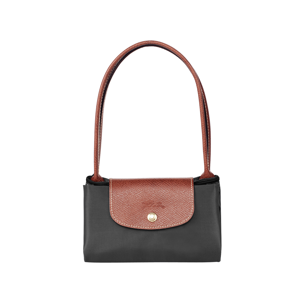 longchamp 珑骧 女款枪灰色尼龙长柄小号手提单肩包2605 089 300