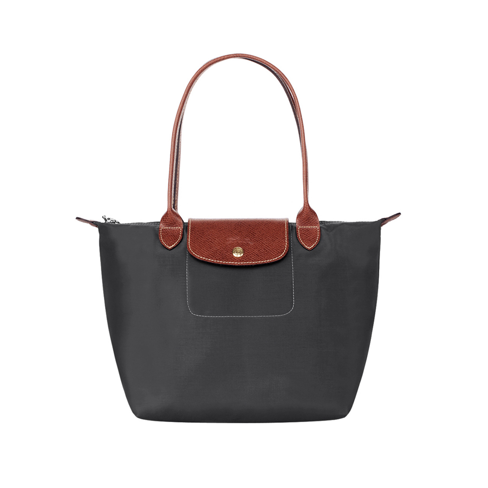longchamp 珑骧 女款枪灰色尼龙长柄小号手提单肩包2605 089 300